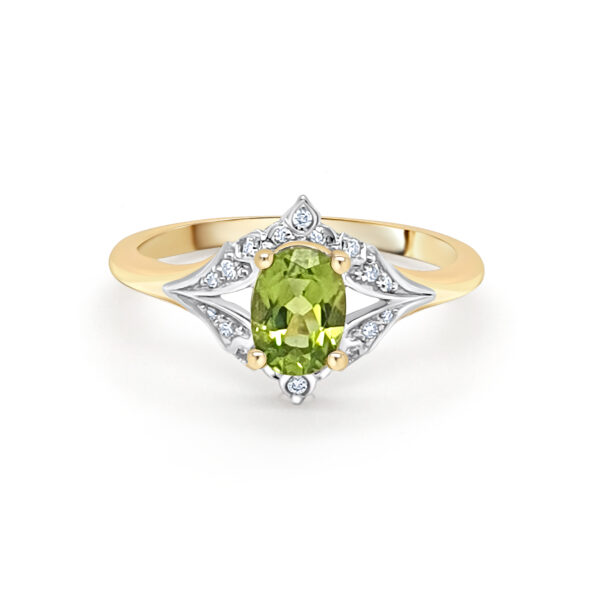 9ct Gold Peridot Diamond Ring