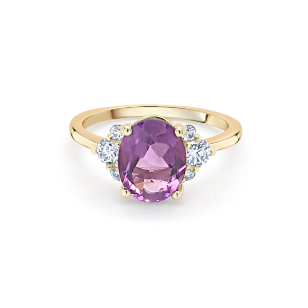 9ct Gold Amethyst Diamond Ring