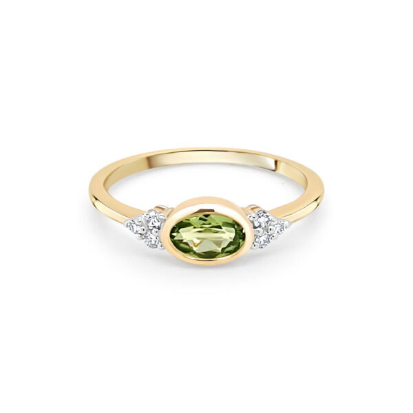 9ct Gold Peridot Diamond Ring