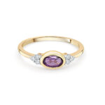 9ct Gold Diamond Amethyst Ring
