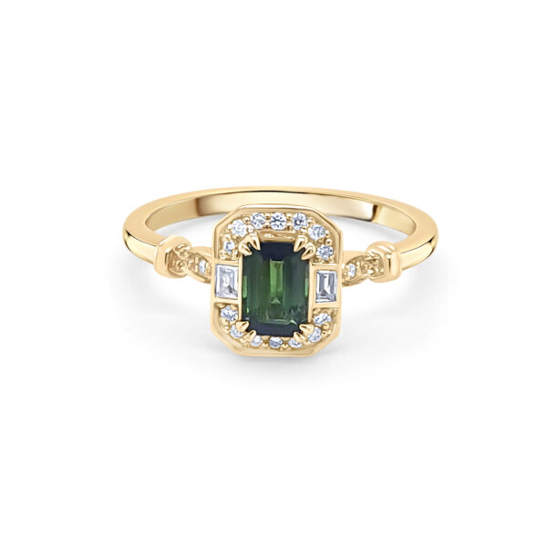 9ct Gold Diamond Tourmaline Ring