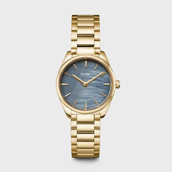 Cluse Féroce Mini Watch Steel Blue Pearl Gold Colour (CW11707)