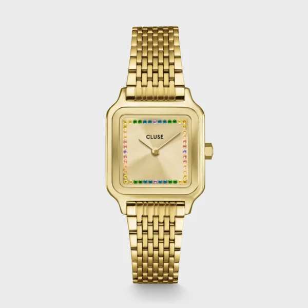 .Cluse Gracieuse Petite Watch Steel Rainbow stones Gold Colour (CW11823)