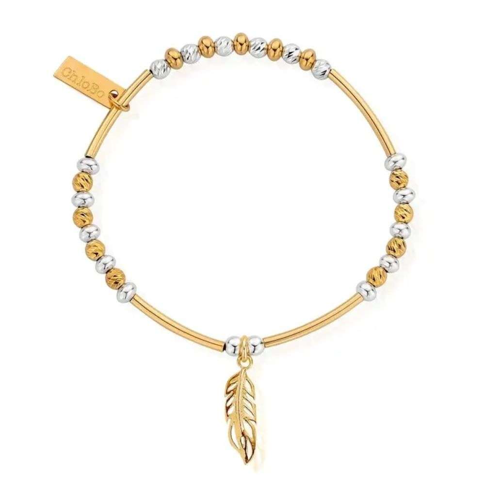 gmbsbnh1089-Chlobo-Silver-With-Gold-Plated-Filigree-Feather-Bracelet-front-image Chlobo 2 Colour Feather Bracelet (GMBSBNH1089)